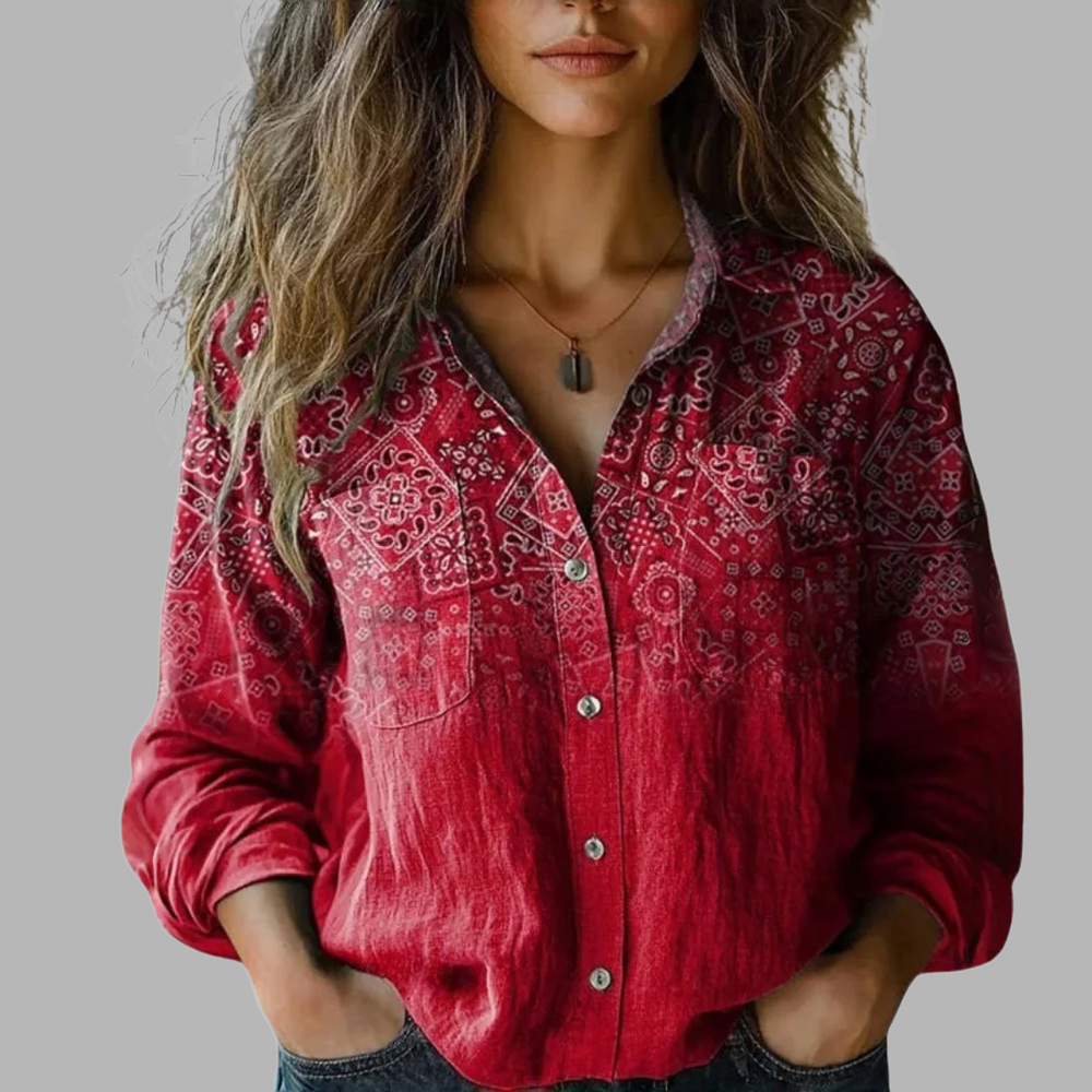 VELOURA | Blusa de Impresión Floral Retro Nanna