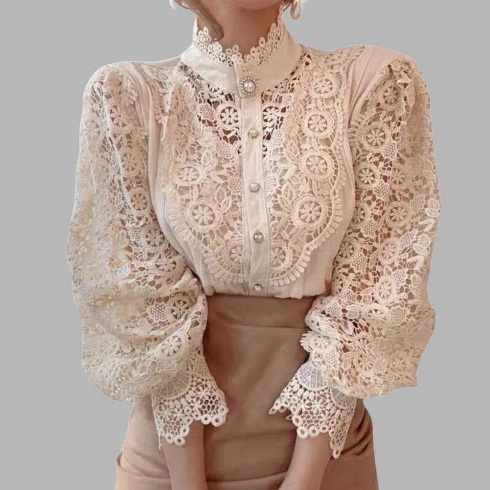VELOURA | Camisa de manga larga con encaje y detalles Tove