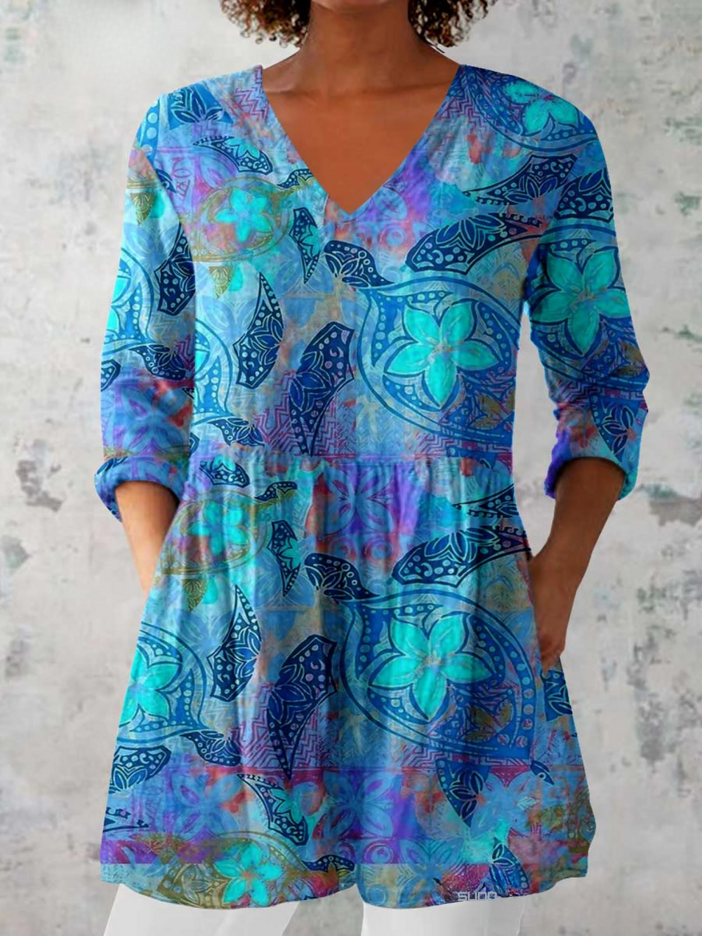 VELOURA | Blusa Larga Cuello V Fluida Isabelle