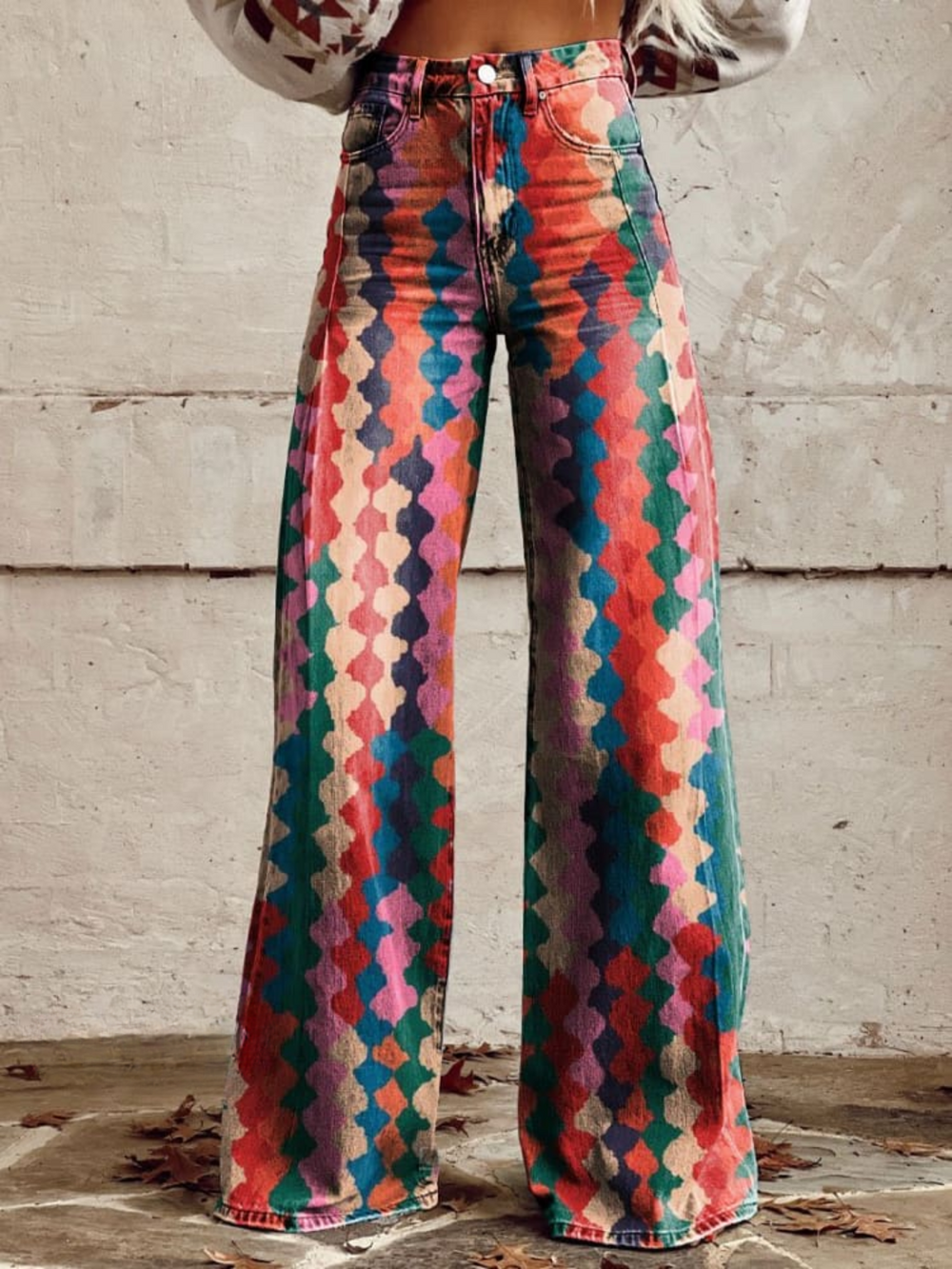 VELOURA | Jean Amplio Floral Bohemio