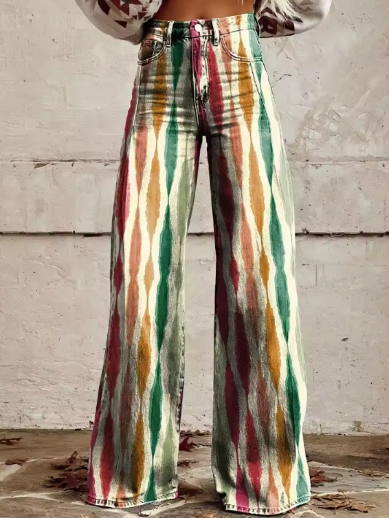 VELOURA | Jean Amplio Floral Bohemio