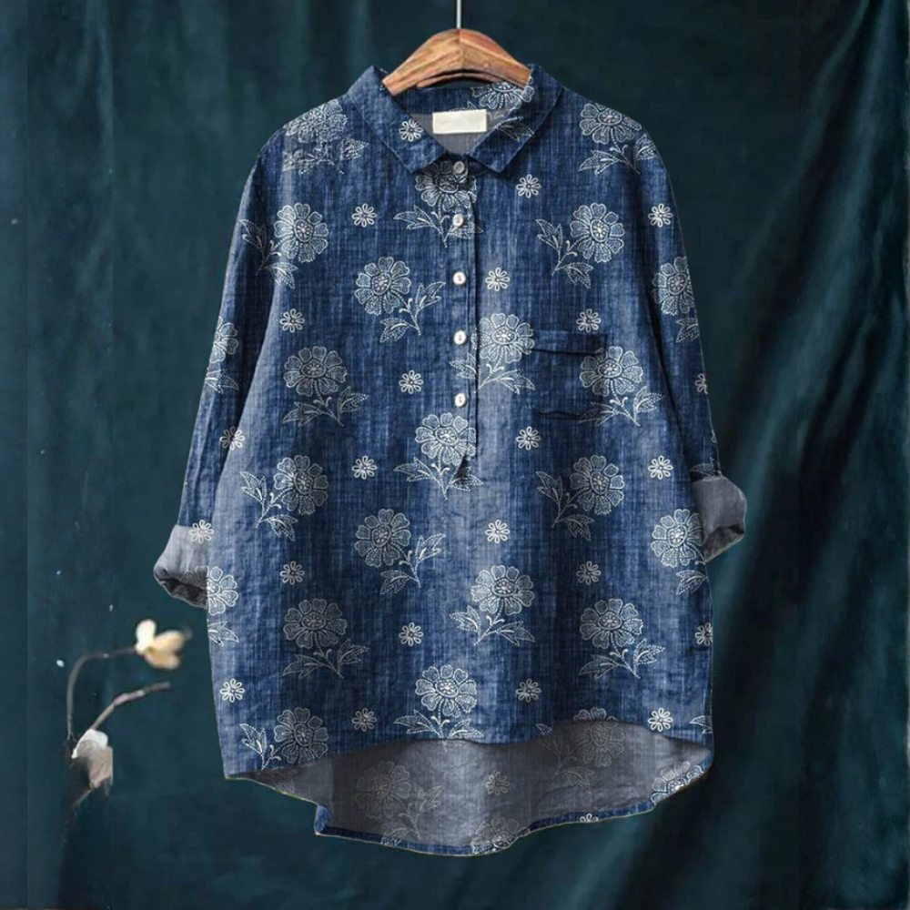 VELOURA | Camisa Elegante con Estampado Rosalie