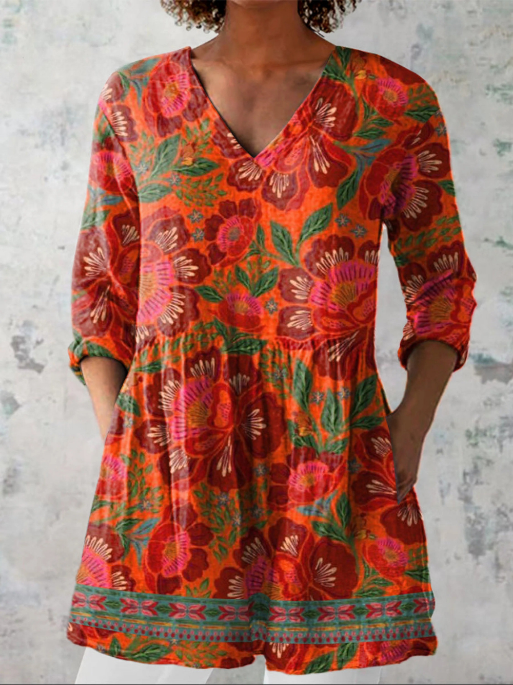 VELOURA | Blusa Larga Cuello V Ardente Élina