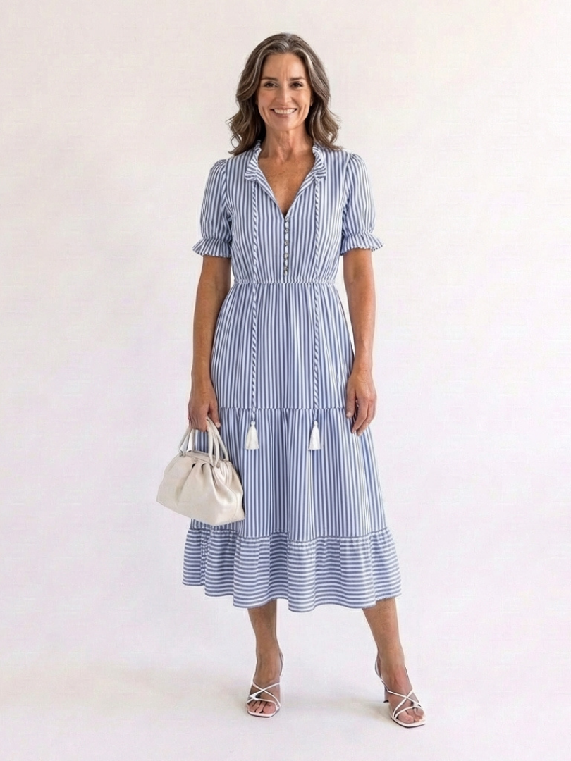 VELOURA | Vestido midi de mangas cortas Dakato