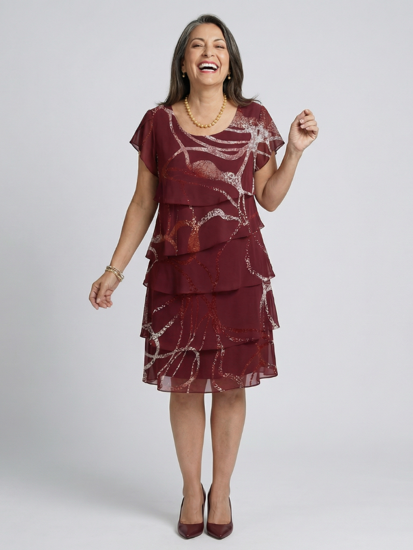 VELOURA | Vestido Abstracto Compuesto Longitud Rodilla Alani