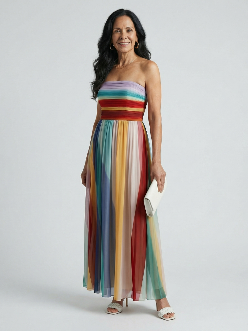 VELOURA | Vestido Maxi a Rayas Ligeras Serenas