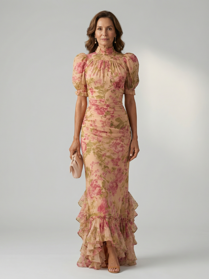 VELOURA | Vestido Maxi de Cuello Alto Suave Vianne