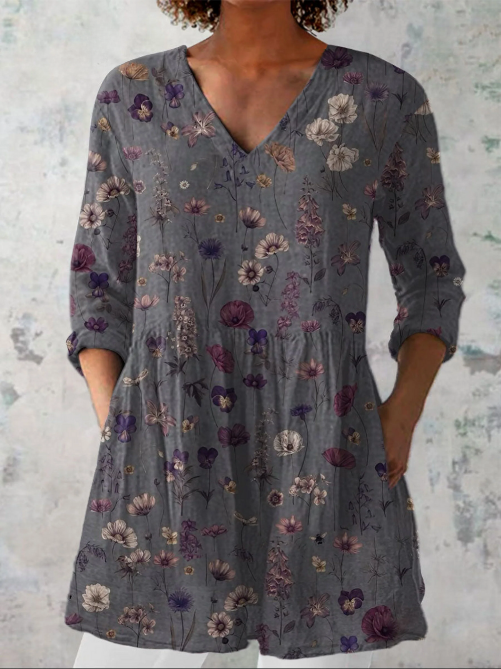 VELOURA | Blusa Larga Cuello V Mangas Largas Mathilde