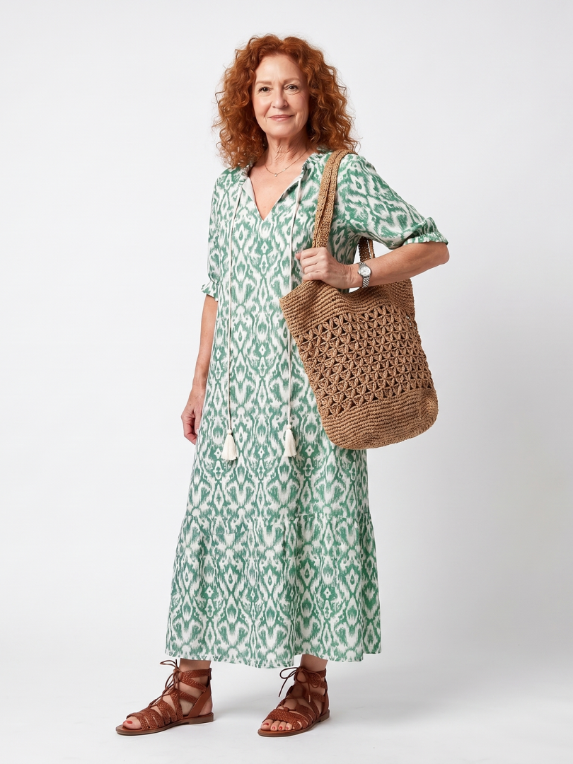VELOURA | Vestido Midi Bohemio con Pompones Florence