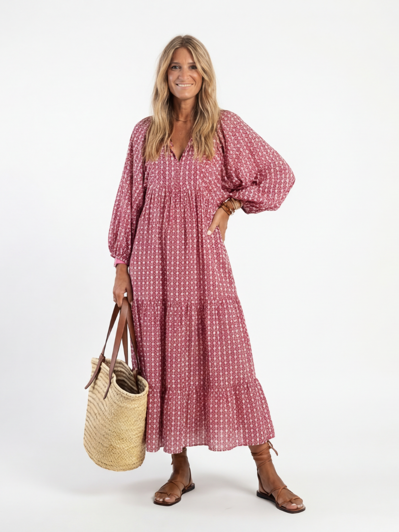 VELOURA | Vestido Midi con Estampado Geométrico Arlette