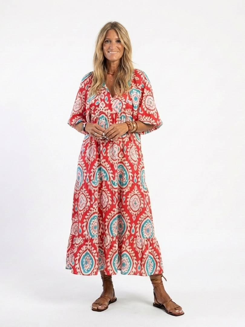 VELOURA | Vestido Midi Impreso Cachemira Martine