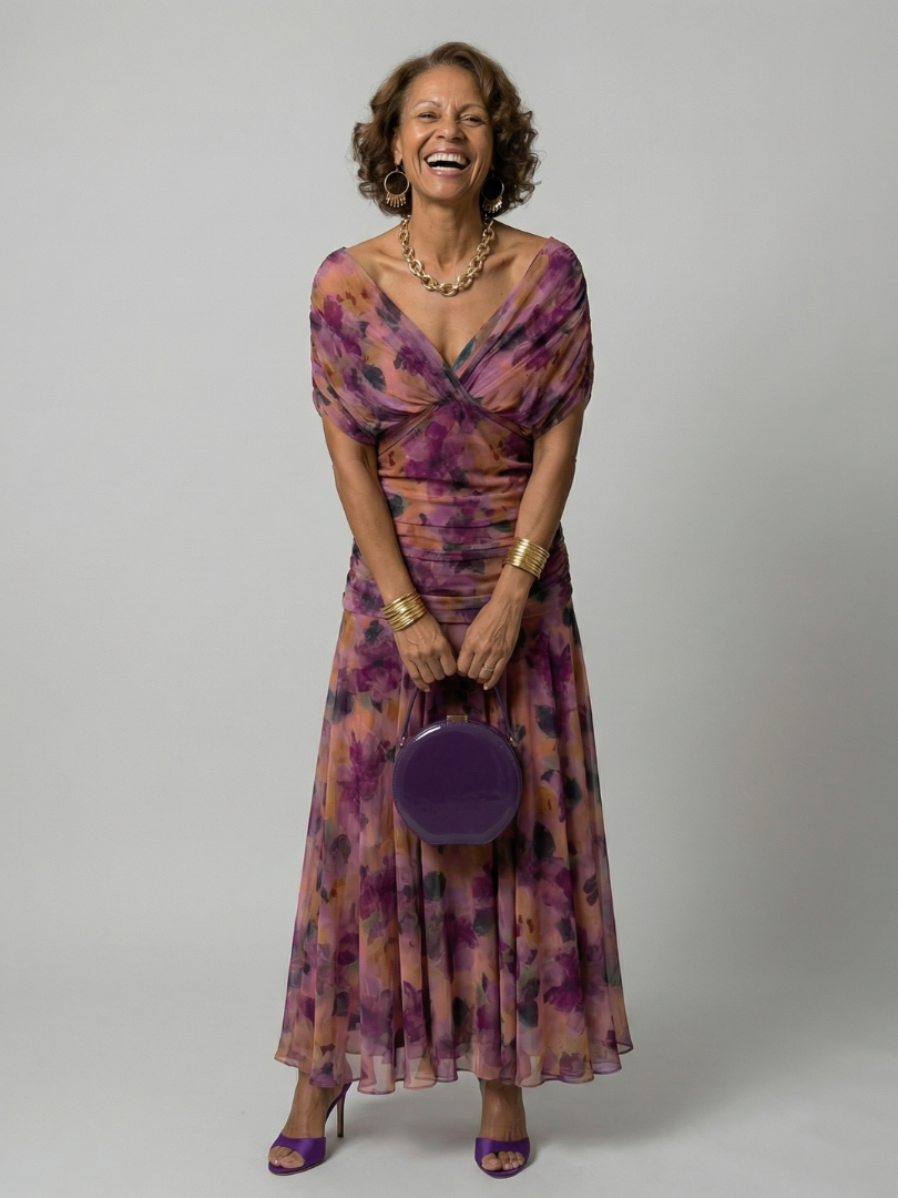 VELOURA | Vestido Midi Casual con Hombros Descubiertos Calen
