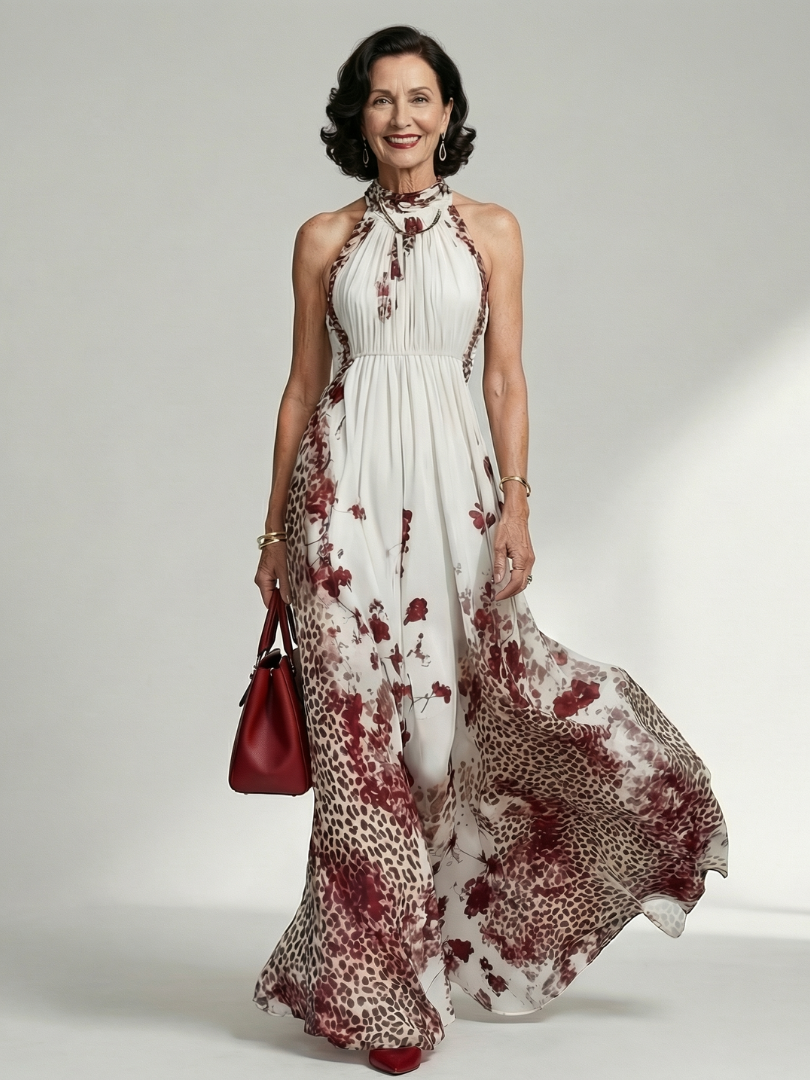 VELOURA | Vestido Maxi Plisado Blanco Orlune