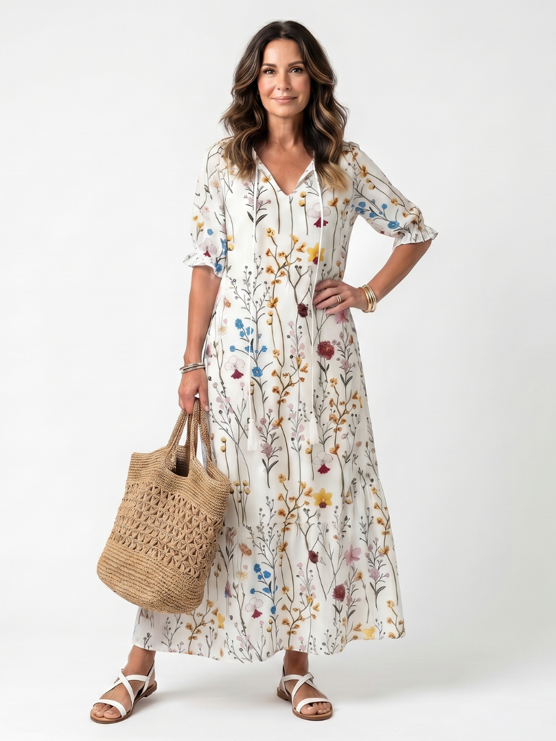 VELOURA | Vestido Midi Bohemio con Pompones Nathalie