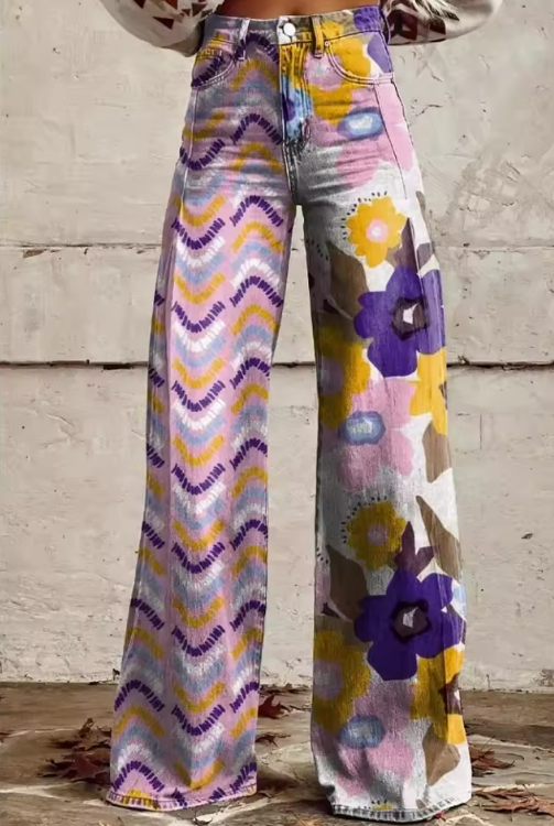 VELOURA | Jean Largo Floral Bohemio