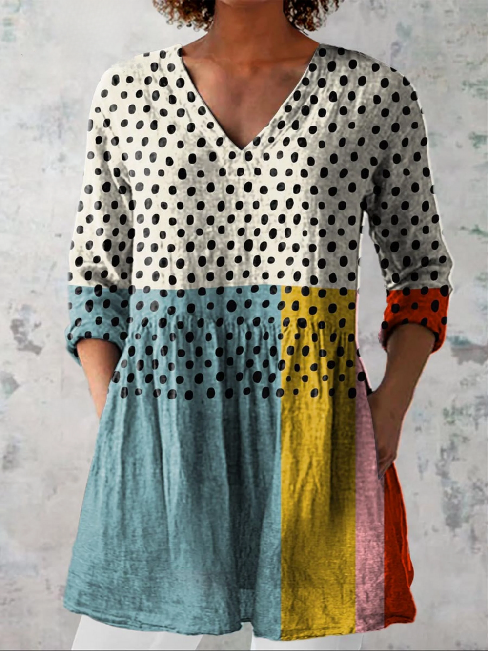 VELOURA | Blusa Fluida Larga Cuello V Sophie