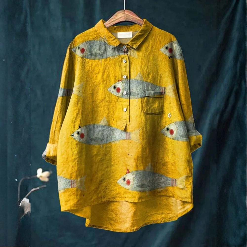 VELOURA | Camisa Elegante con Estampado Marino