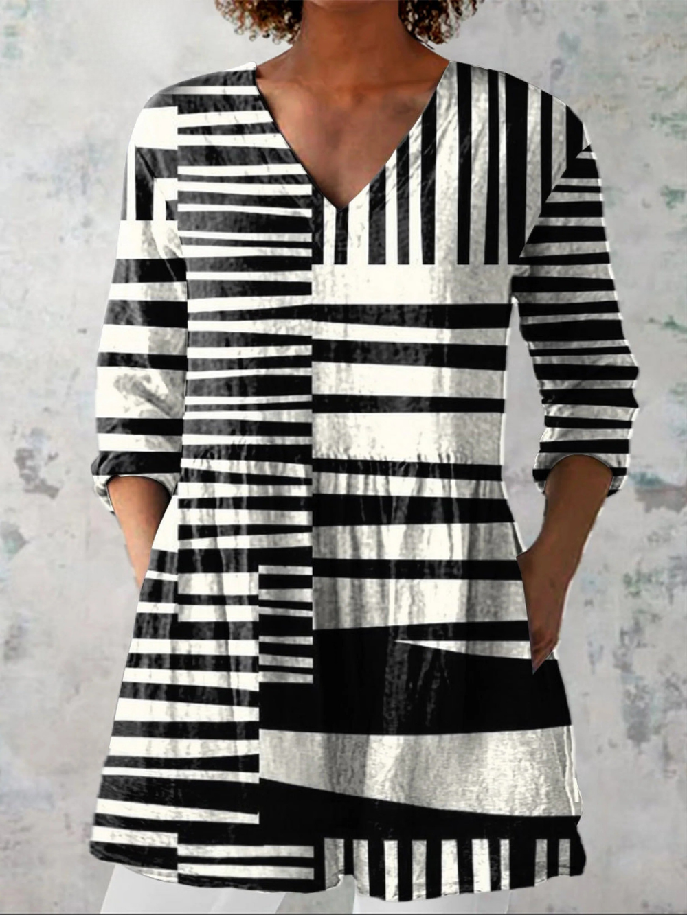 VELOURA | Blusa Larga Cuello V Fluida Marie