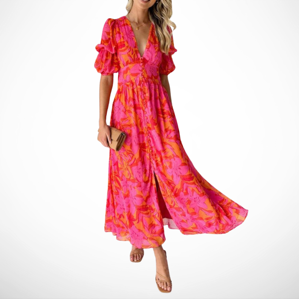 VELOURA | Vestido Maxi Brillo Solar