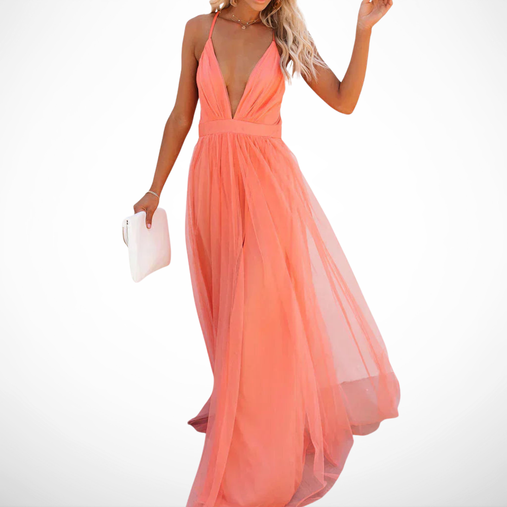 VELOURA | Vestido Maxi Luz Coral