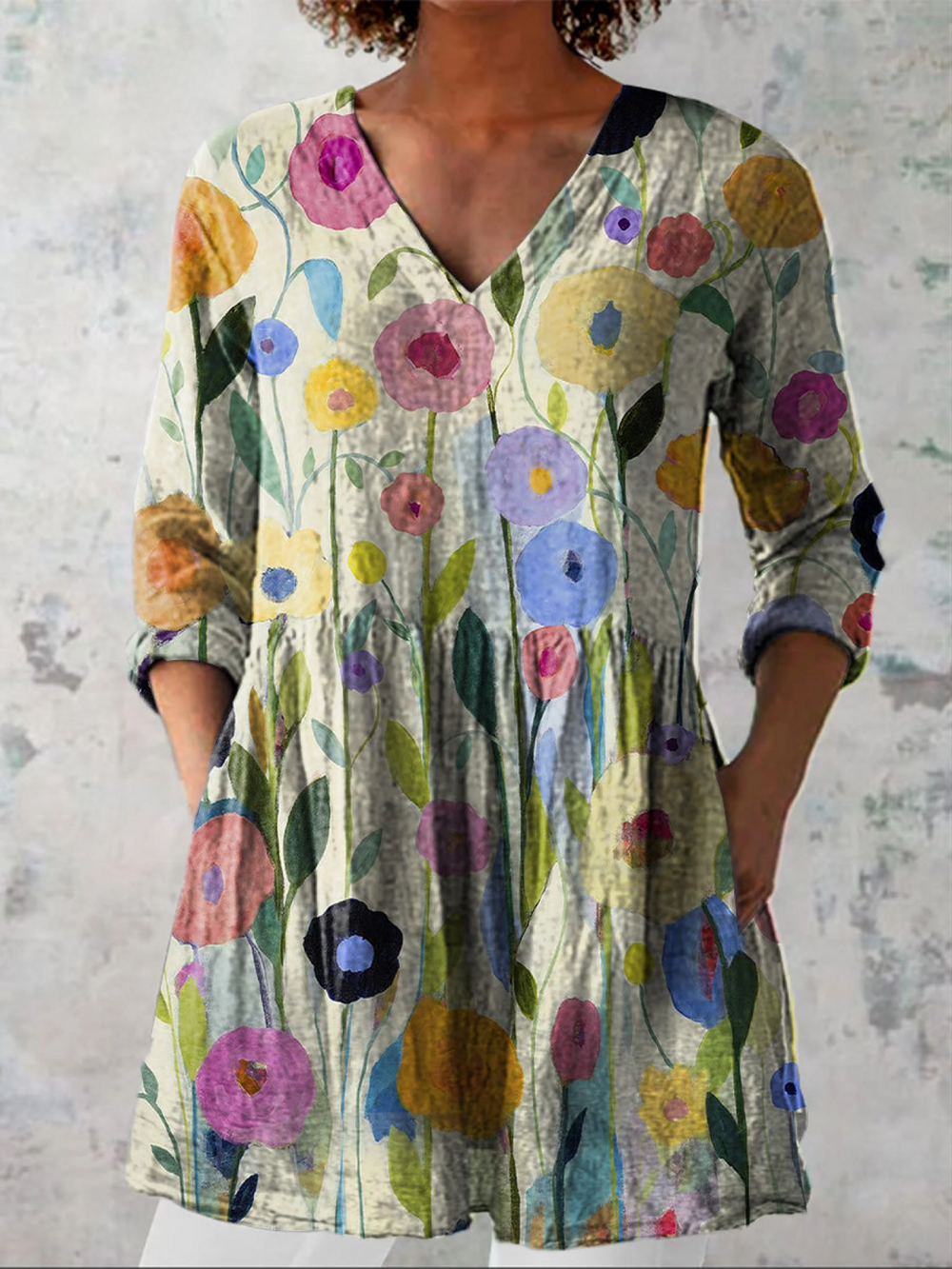 VELOURA | Blusa Larga Escote en V Vaporosa Florence