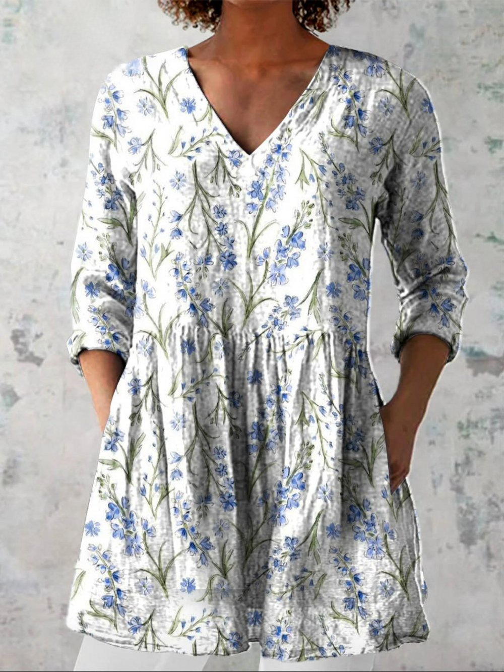 VELOURA | Blusa Larga Pura Cuello V Chloé