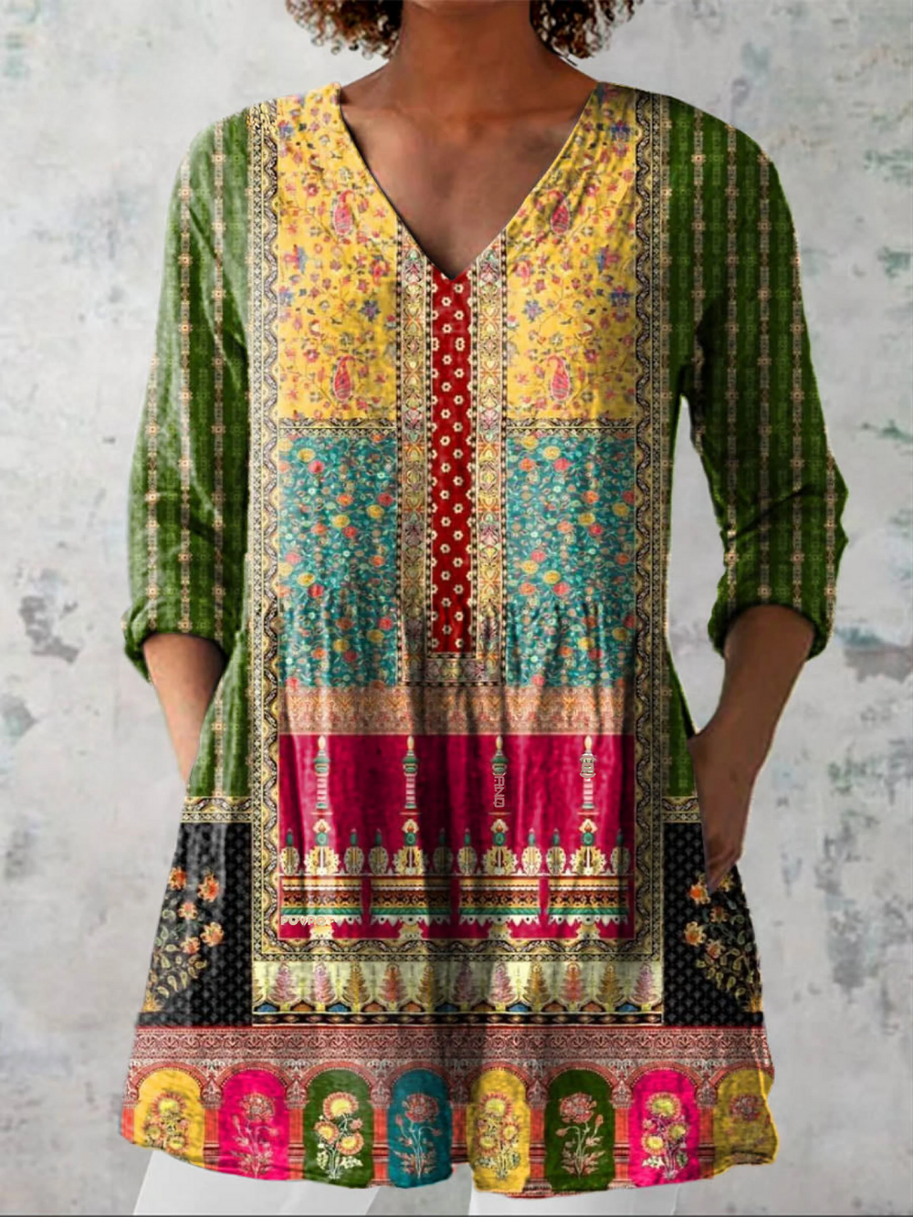 VELOURA | Blusa Larga Cuello V Fluida Martine