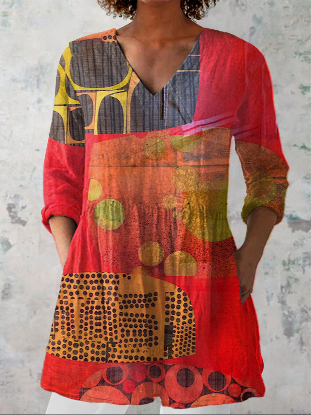 VELOURA | Blusa Larga Cuello V Fluida Camille