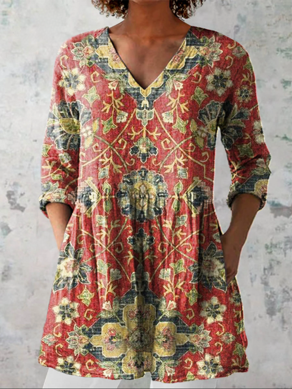 VELOURA | Blusa Larga Fluida Cuello V Élise