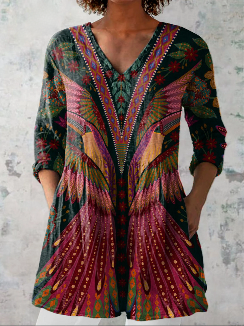 VELOURA | Blusa Larga Cuello V Fluida Michèle