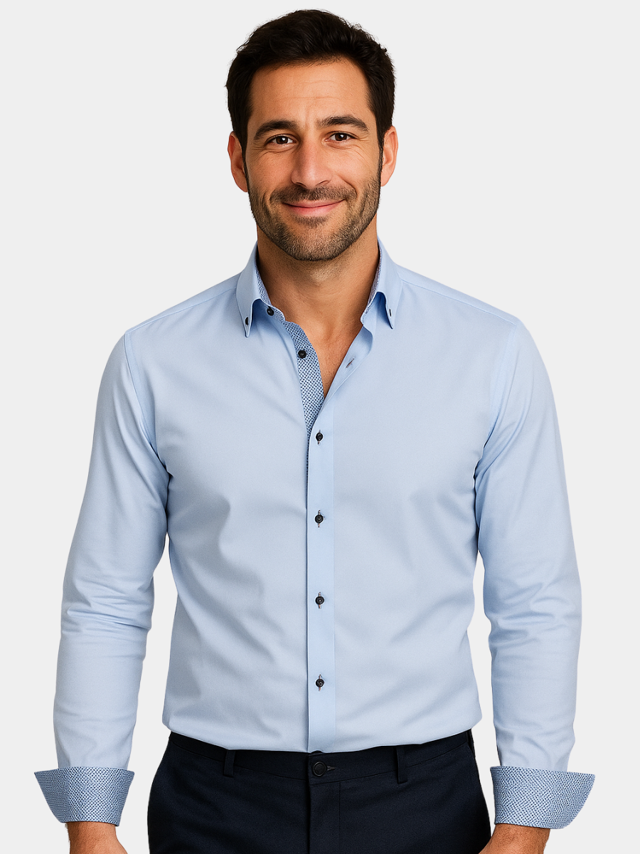 VELOURA | CAMISA ELEGANTE LIGERA CON DETALLES CONTRASTANTES