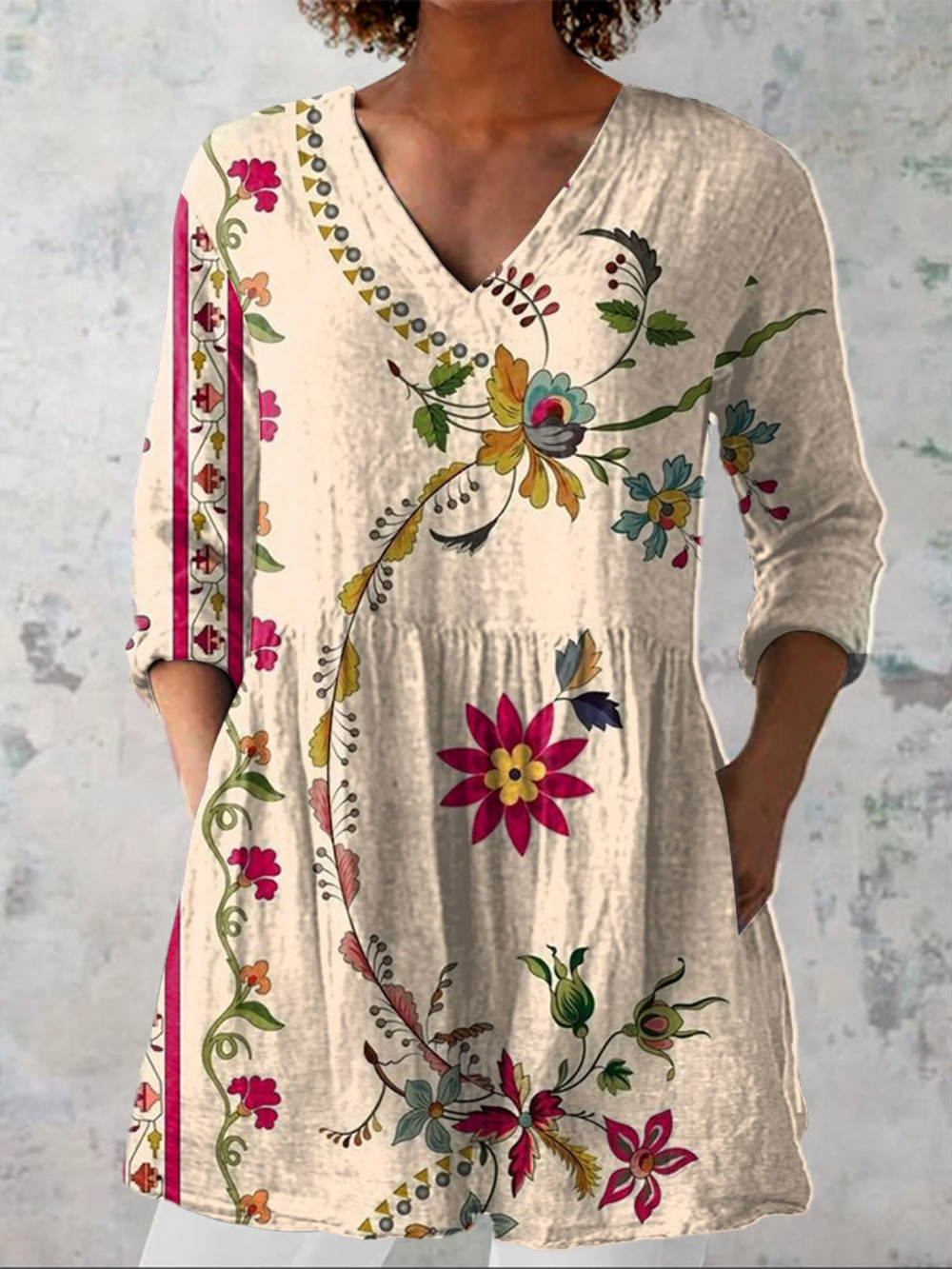 VELOURA | Blusa Fluida Col V Elegante Catherine