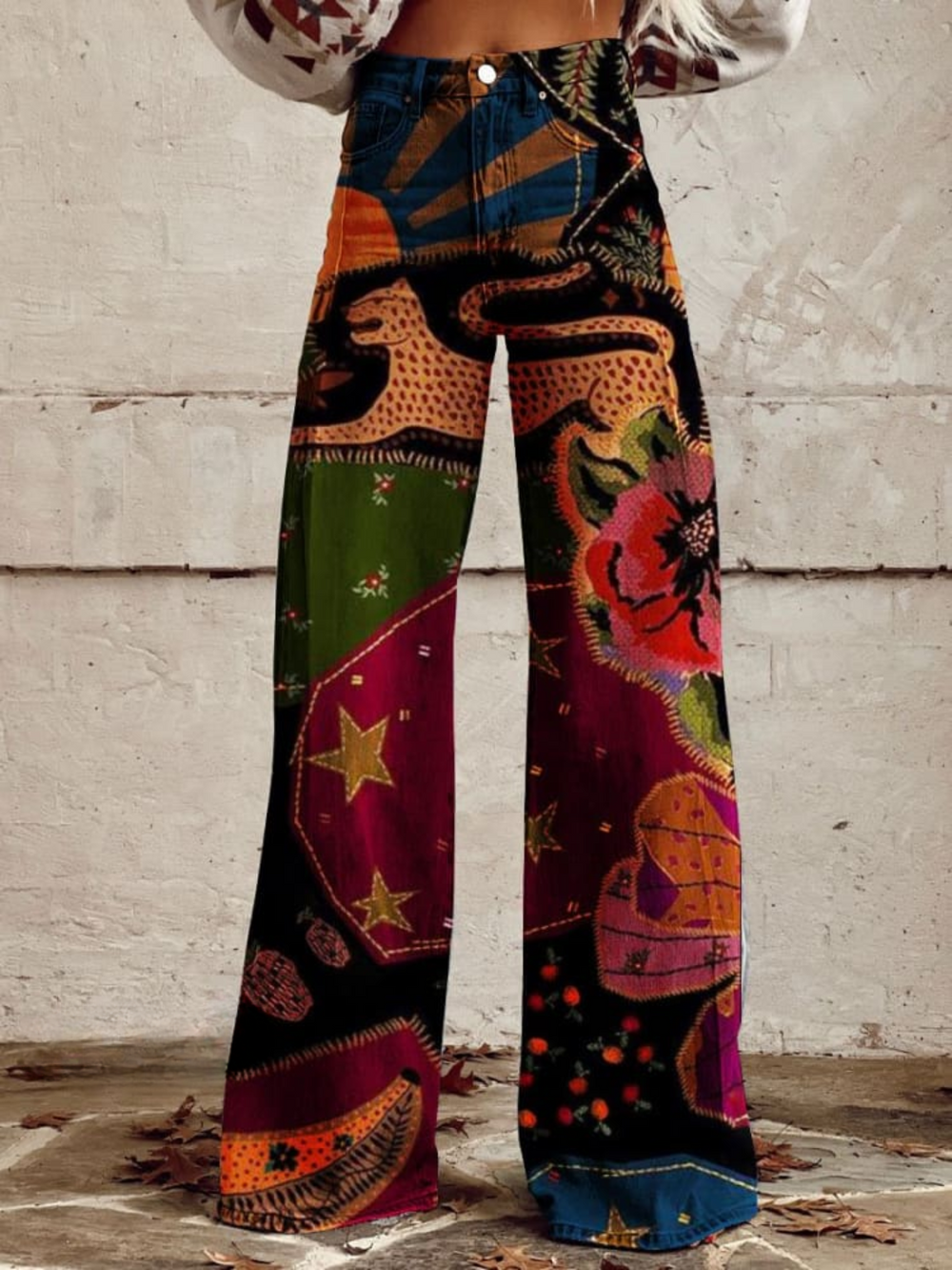 VELOURA | Jean Amplio Floral Bohemio