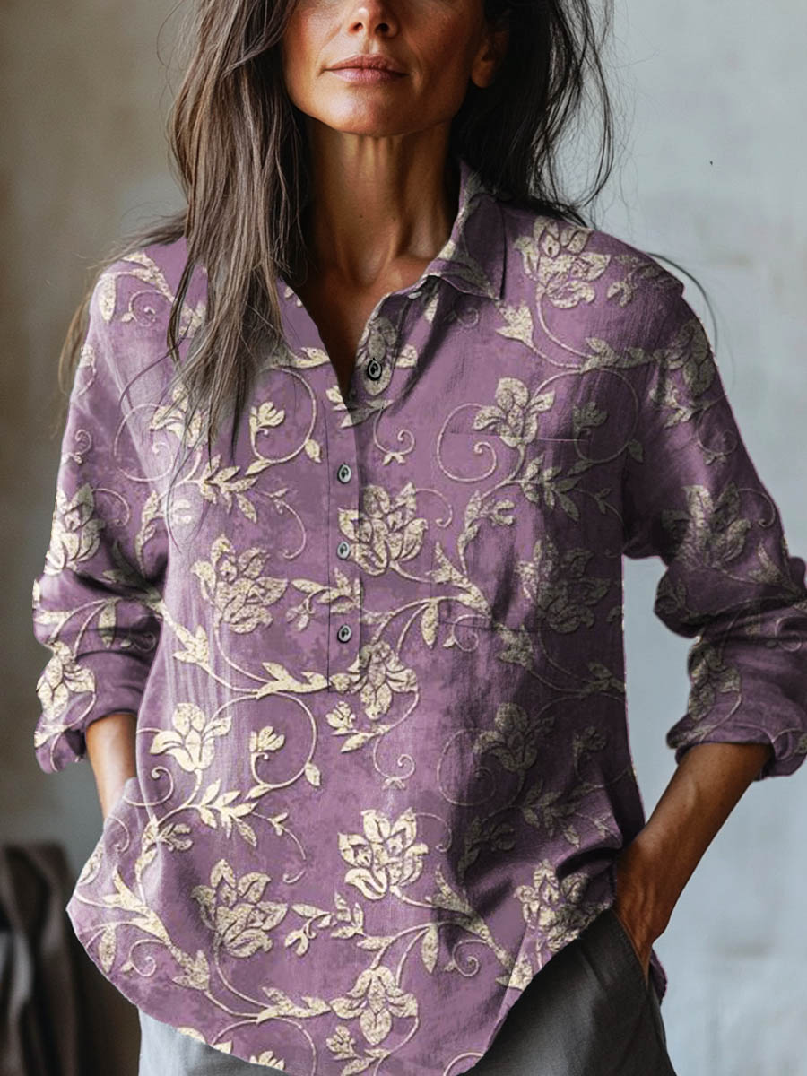 VELOURA | Camisa Elegante con Estampado Joséphine