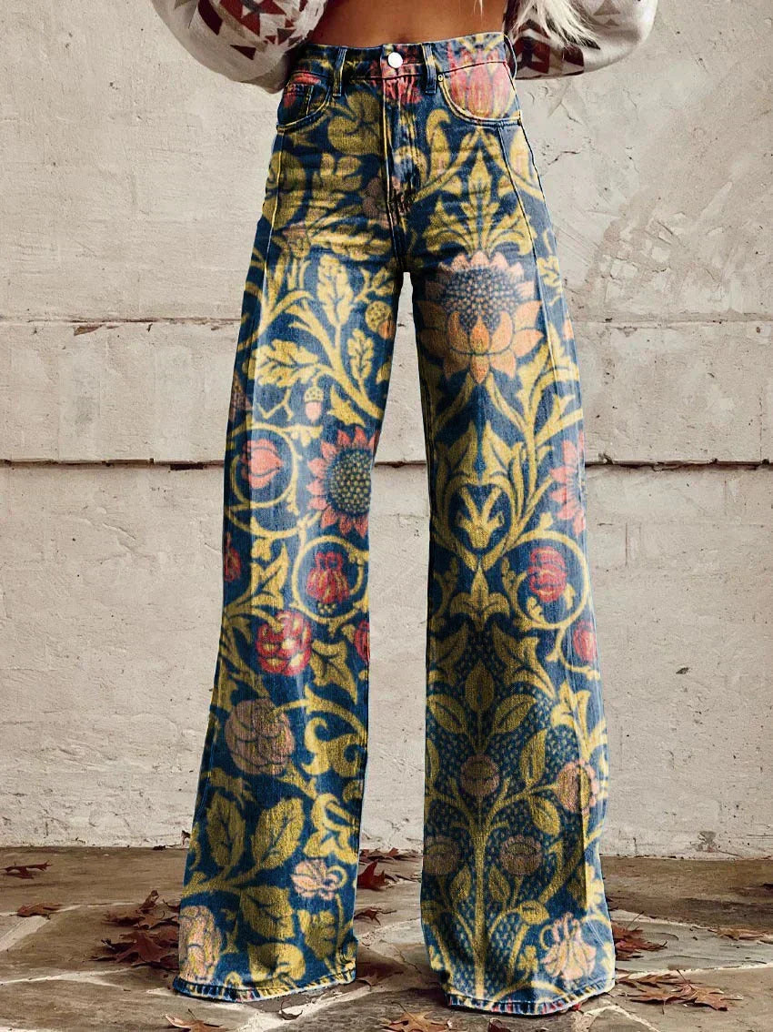 VELOURA | Jean Ancho Floral Bohemio