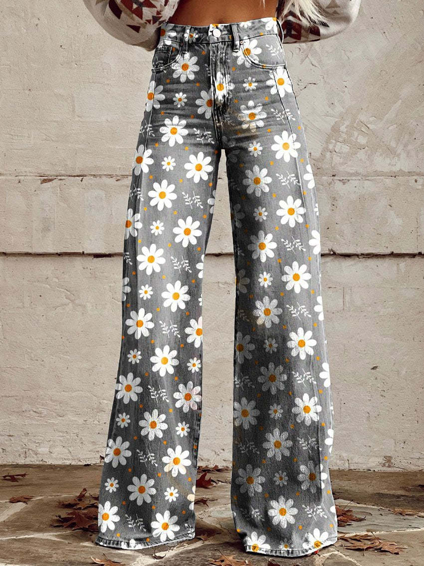 VELOURA | Jean Amplio Floral Bohemio