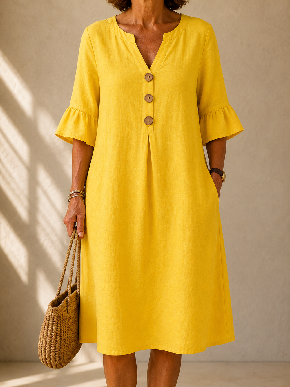 VELOURA | Vestido Amplio Abotonado Aveline