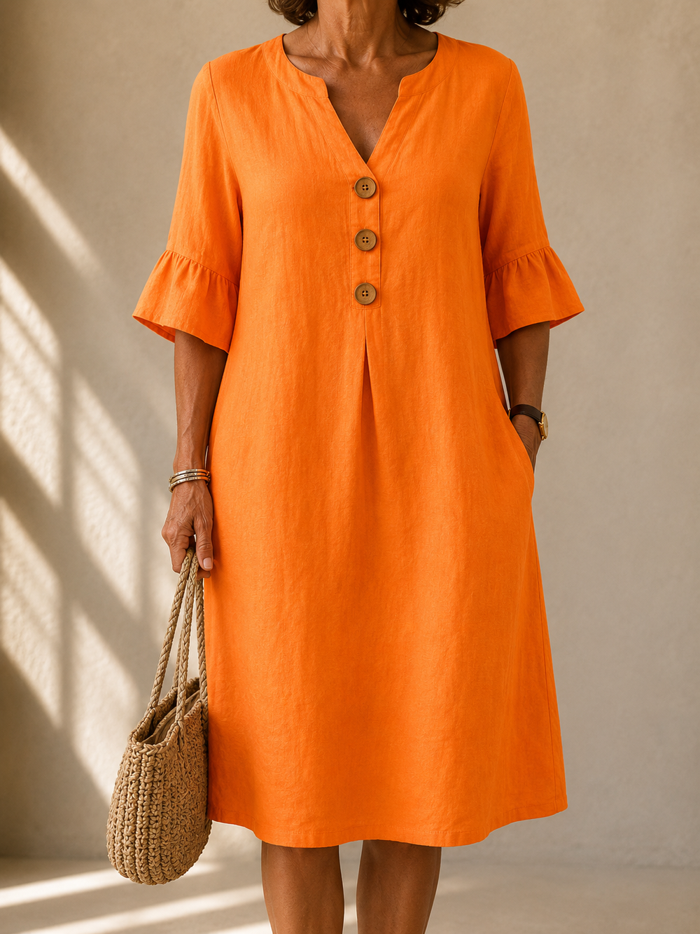 VELOURA | Vestido Botonado Cuello V Mathilde