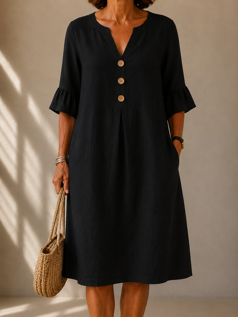 VELOURA | Vestido Botonado Corte Fluido Isabelle