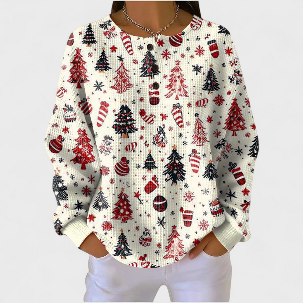 Ana | Jersey crema con abeto de Navidad