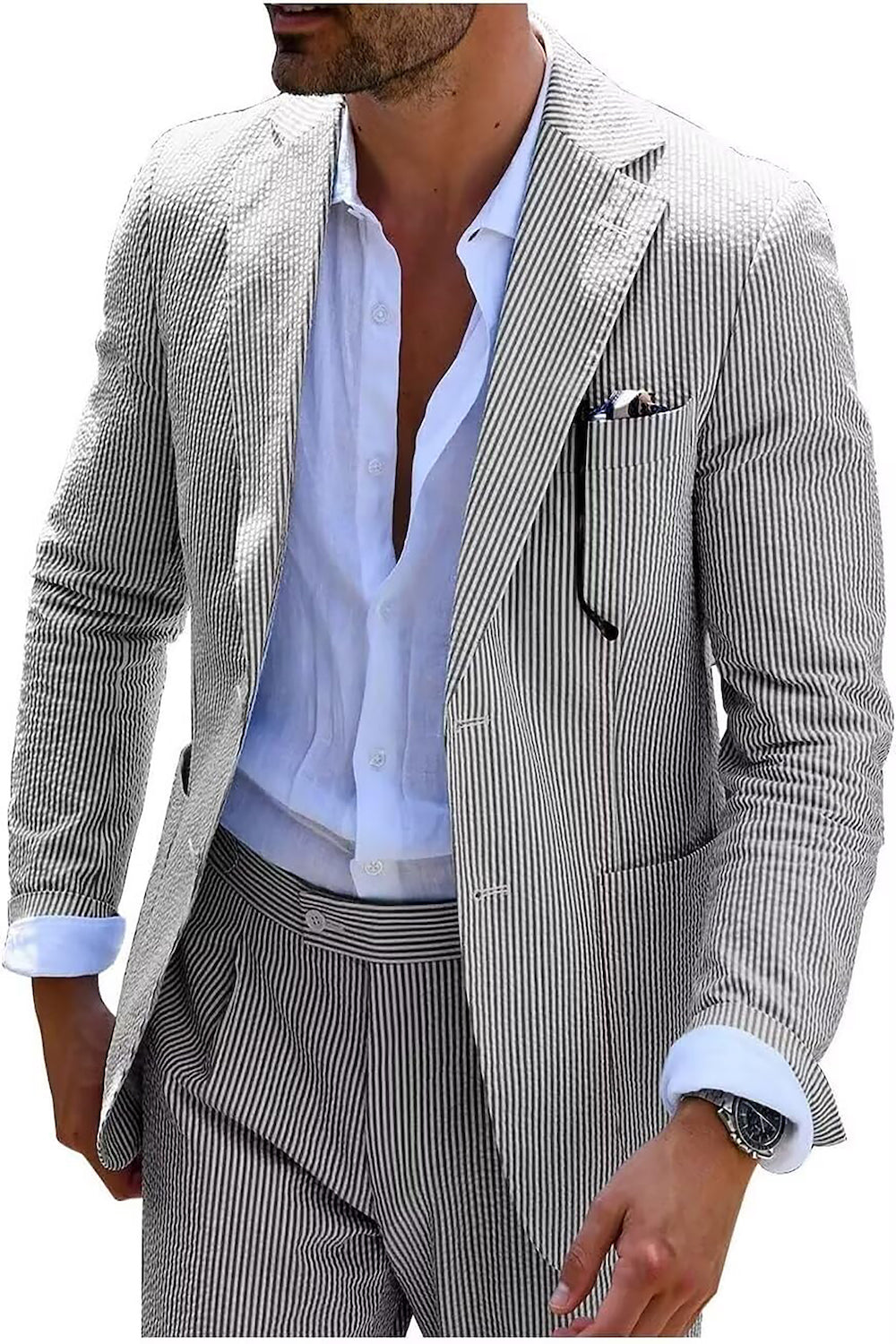 VELOURA | TRAJE COMPLETO DE VERANO A RAYAS (PANTALONES + CHAQUETA)