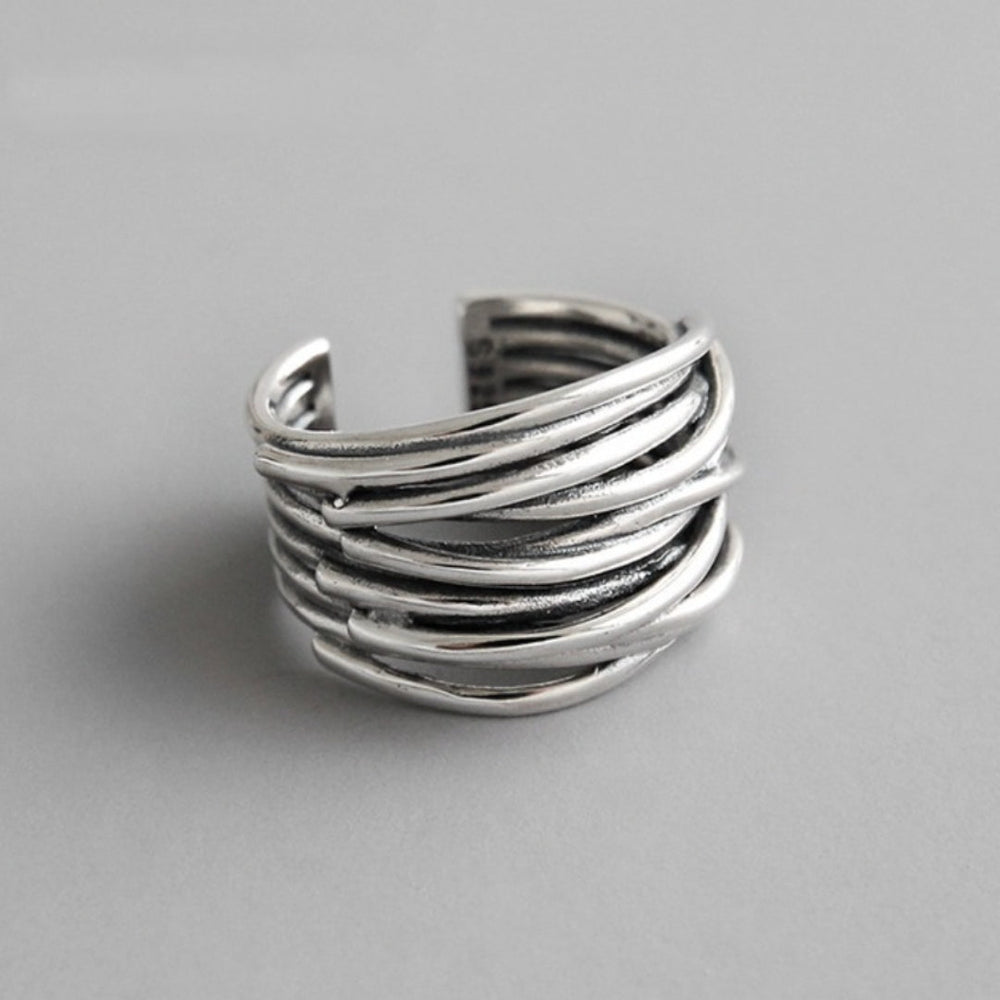 VELOURA | ANILLO AJUSTABLE DE PLATA CON CAPAS