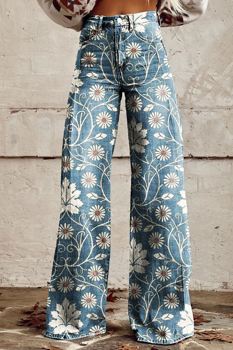 VELOURA | Jean Amplio Floral Bohemio
