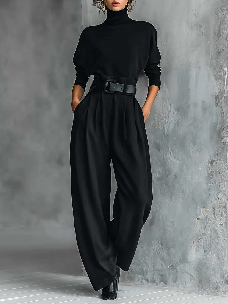VELOURA | Conjunto de Cuello Alto y Pantalón Recto Cyrielle