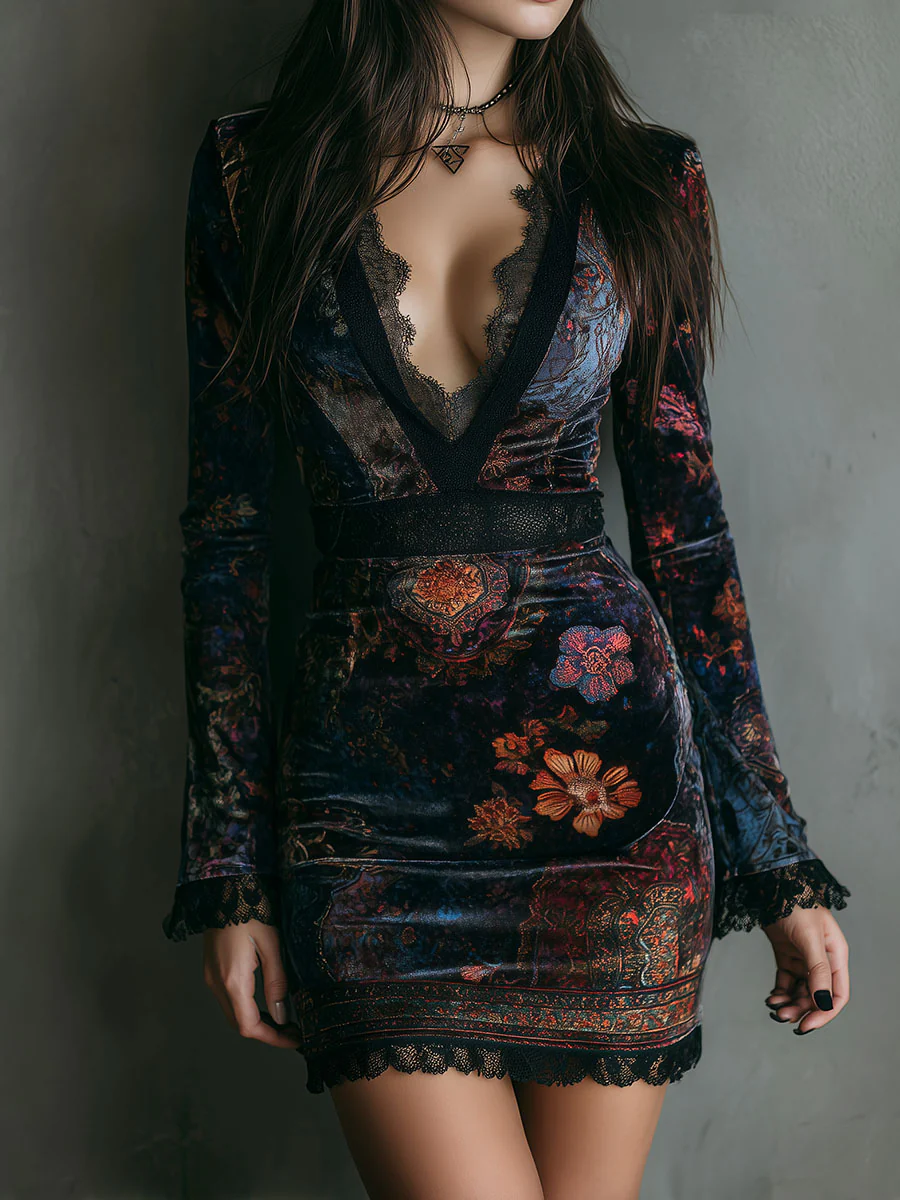 VELOURA | VESTIDO MINI DE VELUR CON ESCOTE PROFUNDO