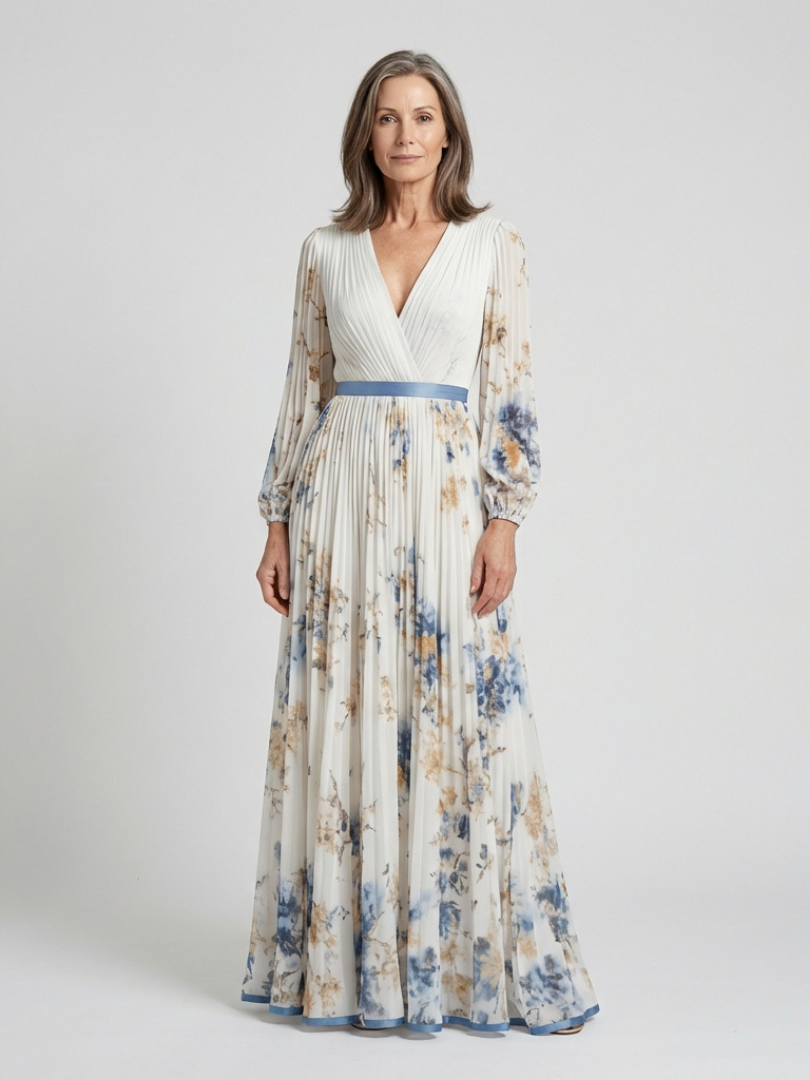 VELOURA | Vestido Maxi Floral de Manga Larga Lavinia