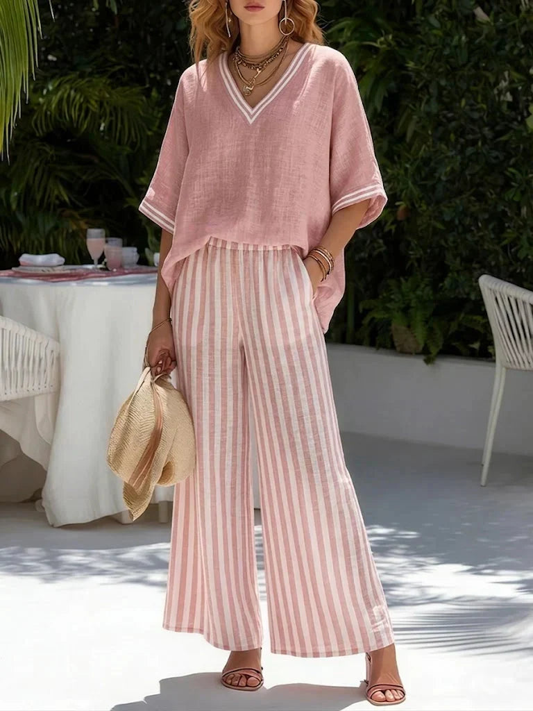 VELOURA | Conjunto Rayado Casual Sienna