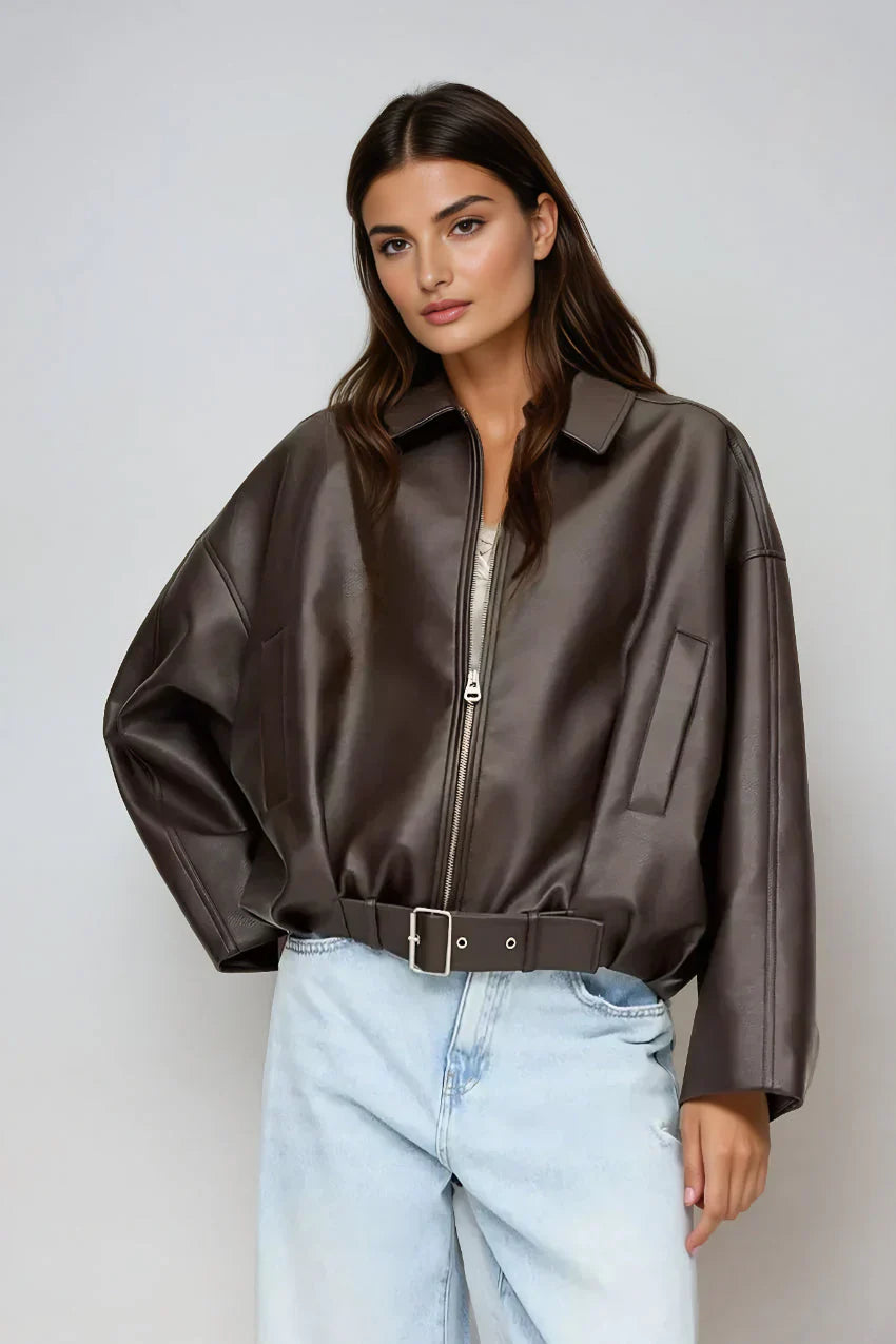 VELOURA | CHAQUETA DE CUERO MARRÓN