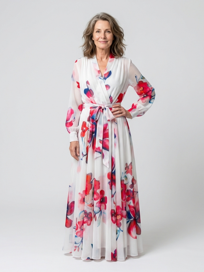 VELOURA | Vestido Maxi Envolvente Floral Lillian