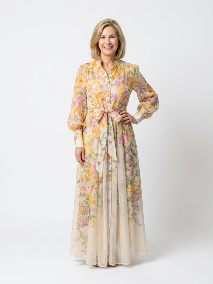 VELOURA | Vestido Maxi Largo Floral Transparente Cressida